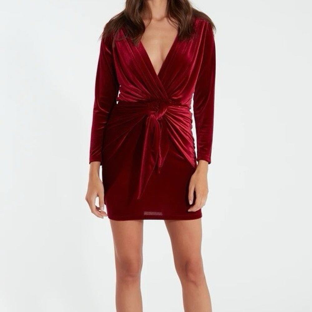 Misa Los Angeles Ophelia Mini Dress Red Velvet Romantic Glam Holiday Size Medium